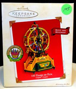 lot 143 image: BIG $ ITEM - Hallmark Keepsake 2003 Ornament 100 Years Of Fun Crayola Crayons NIB