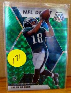 lot 171 image: Jalen Reagor  2020 Mosaic Green NFL Debut Prizm RC #271