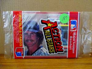 lot 187 image: 1983 Donruss Action All-Stars Jumbo 4x6 UnopenedSealed Pack Robin Yount top