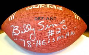 lot 201 image: BIG $ ITEM - AUTHENTIC 1978 HEISMAN TROPHY WINNER - BILLY SIMS AUTOGRAPHED FOOTBALL