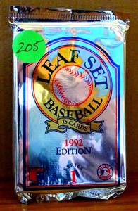 lot 205 image: MLB 1992 Leaf Series 1 Edition 15 Card Sealed Pack