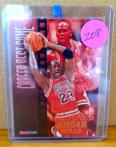 lot 208 image: 1996-97 NBA Hoops - #335 Michael Jordan - HOF NM