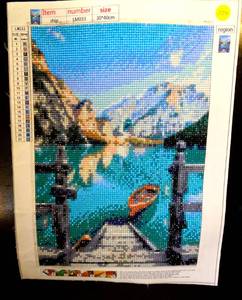 lot 229 image: BEAUTIFUL DIAMOND ART BOAT SCENE - 12 X 16