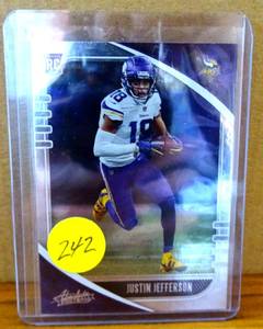 lot 242 image: 2020 Absolute #168 Justin Jefferson RC MINNESOTA VIKINGS Holo Foil Silver Rookie