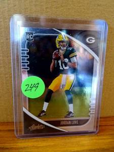 lot 249 image: HOT ROOKIE - 2020 Absolute Jordan Love Rookie Card RC #162 Packers