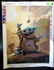 lot 266 image: NAIMOER YODA DIAMOND PAINTING - READY TO FRAME 12 X 16 $$