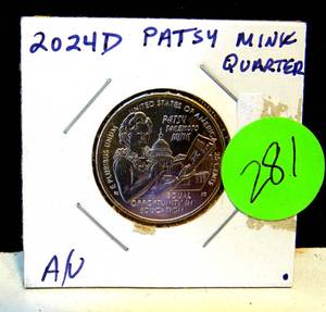 lot 281 image: 2024D UNCIRCULATED PATSY MINK QUARTER