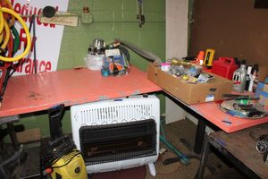 lot 22 image: Pair of work tables only - not contents