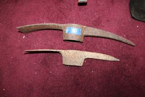 lot 80 image: Vintage pick axe tools (need handles)