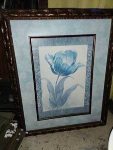 lot 200 image: Framed artwork of flower
