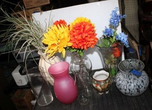 lot 231 image: Flower vases and coke bottles