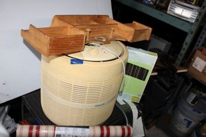 lot 236 image: Air purifier, wood wall shelf, vinyl wallpaper, Stainless steel table legs
