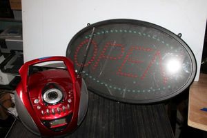 lot 226 image: Open sign and radioCD player