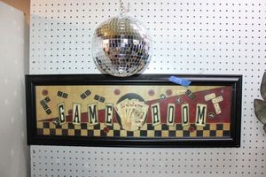 lot 272 image: Game Room wall art with mirrored disco ball