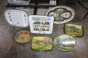 lot 280 image: Man Chef porcelain platter, and metal trays