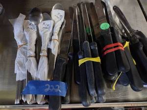 lot 222 image: Flatware Steak knives and spoons