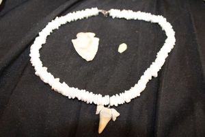 lot 295 image: Jewelry Shark tooth necklace and carved arrow head