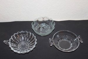 lot 80 image: Three clear Glass Dishes