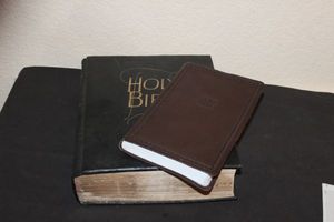 lot 144 image: Large Table Top Bible And Personal Bible
