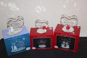 lot 157 image: Three Different  Tell Her You Love Her Glass Items