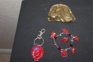 lot 192 image: Red Hat Jewelry And Vintage Coin Purse