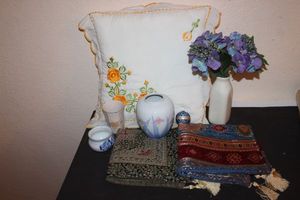 lot 201 image: Floral Patterned Home Decor as well as two Pillow Covers