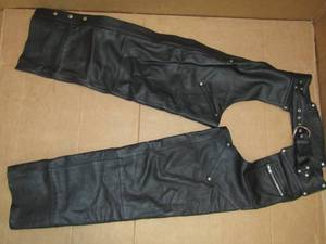 lot 8 image: Harley Davidson genuine leather riding chaps