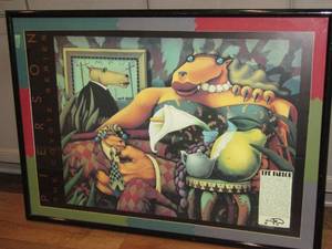 lot 51 image: Markus Pierson framed lithograph, The coyote series The Parlor, 40 x 29