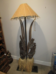 lot 67 image: Ti-Wara antelope head dress lamp 72 tall