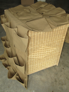 lot 117 image: Wicker clothing hamper basket and Strap storage hanger