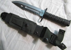 lot 116 image: AR15 bayonet 7.75 blade with hard sheath with wire cutter attachment and A.L.I.C.E. belt clip