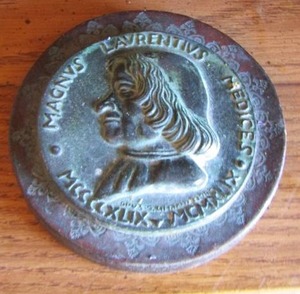 lot 120 image: 1449-1949 LORENZO de MEDICI ITALY BRONZE MEDAL  by CIPIRIANI  MODERN