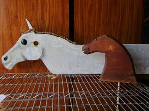 lot 147 image: wooden horse art qty 2