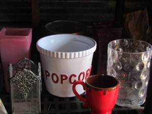 lot 165 image: cups- vases- pop corn bucket- plus