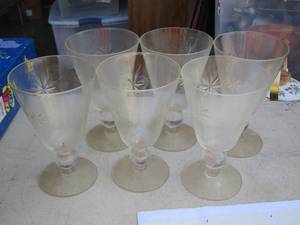 lot 176 image: etched wine glasses
