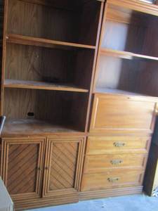 lot 29 image: qty 2 book shelves different styles very sturdy and nice - size unknown