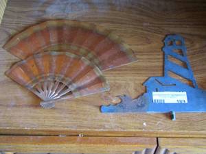 lot 189 image: 2 metal fans- light house metal art
