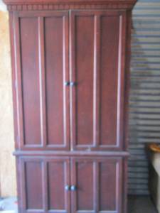 lot 14 image: hidden TV entertainment armoire dark brown nice piece size unknown