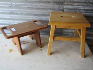 lot 340 image: 2  WOODEN STOOLS