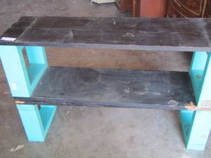lot 342 image: 2 SHELVES - TURQUOISE & BLACK,  CAN BE STACKED  12 X 39 X 11 EACH