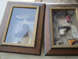 lot 348 image: SHADOW BOXES CONTAINING HISTORY OF LADIES BOOTSSHOES QTY 2
