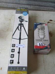 lot 355 image: TRIPOD  & PORCH LIGHT VAPOR TIGHT - BOTH IN BOXES