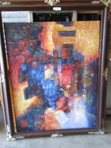 lot 357 image: CUBIC ART  FRAMED  APPROX 4 FT  X 3 FT