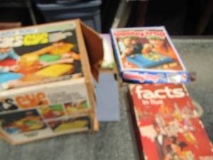 lot 128 image: Vintage children game lot - BOOBY TRAP,  FACTS, CATS EYES,  & HOLLY HOBBY PUZZLE