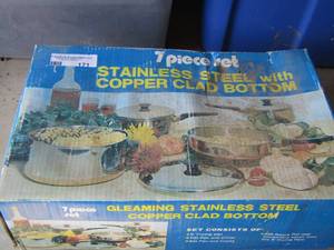 lot 171 image: Stainless steel pots and pans with lids- in original box
