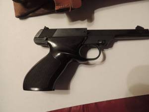 lot 203 image: J C HIGGINS  MODEL 80   22 LONG RIFLE  PISTOL  #629112  W LEATHER HOLSTER