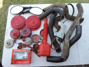 lot 12 image: mixed lot of light covers and light, funnels, mirrors, and hoses