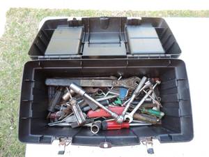 lot 17 image: Tool box with a mix of tools see pictures