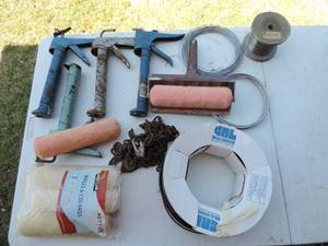 lot 19 image: Caulking guns paint rollers wire and more see pictures