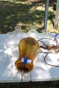 lot 143 image: Hanging light and 4 glass globes